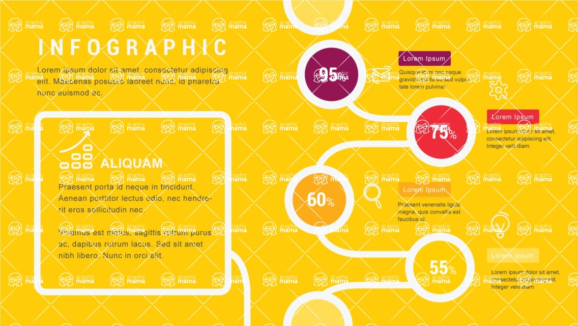 Infographic Templates Collection - Vector, Photoshop, PowerPoint, Google Slides - Yellow Infographic Template with Percents